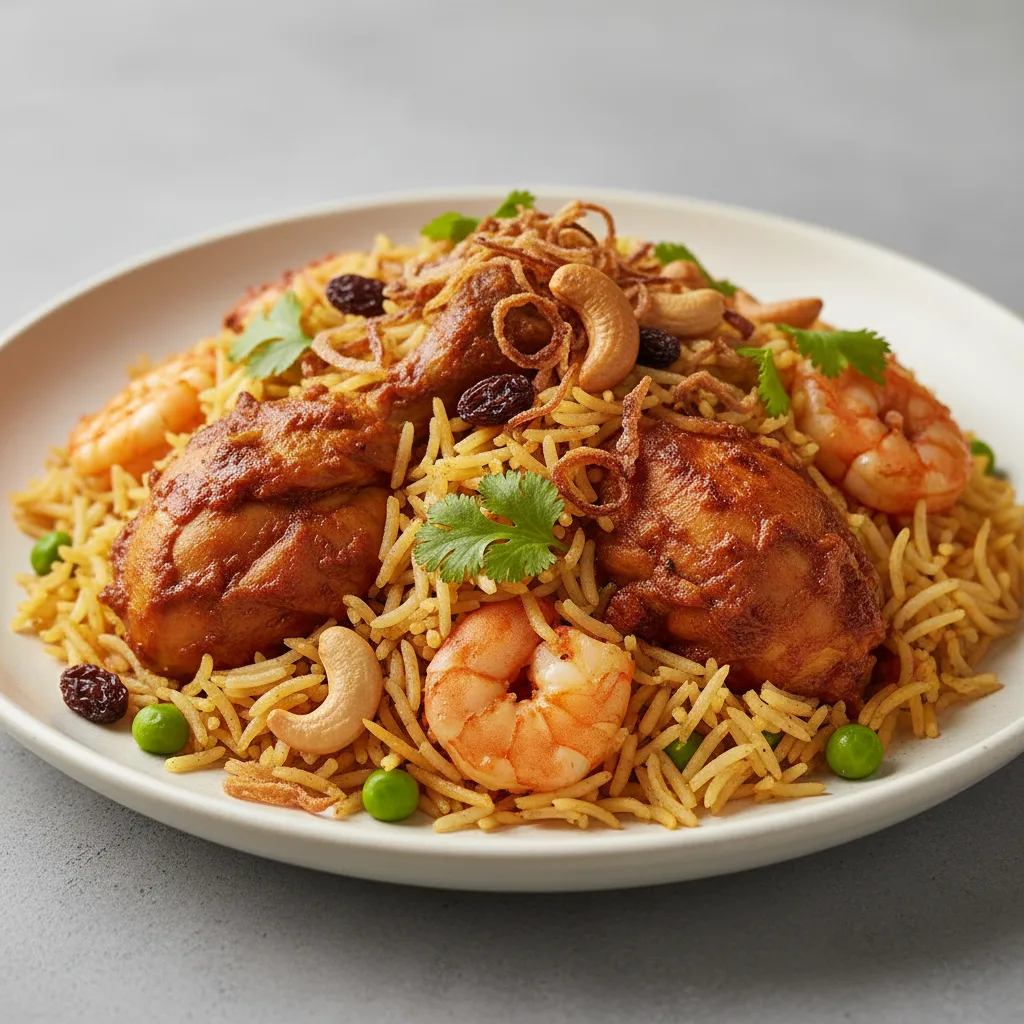 Chicken and Shrimp Biryani Chicken and Shrimp Biryani