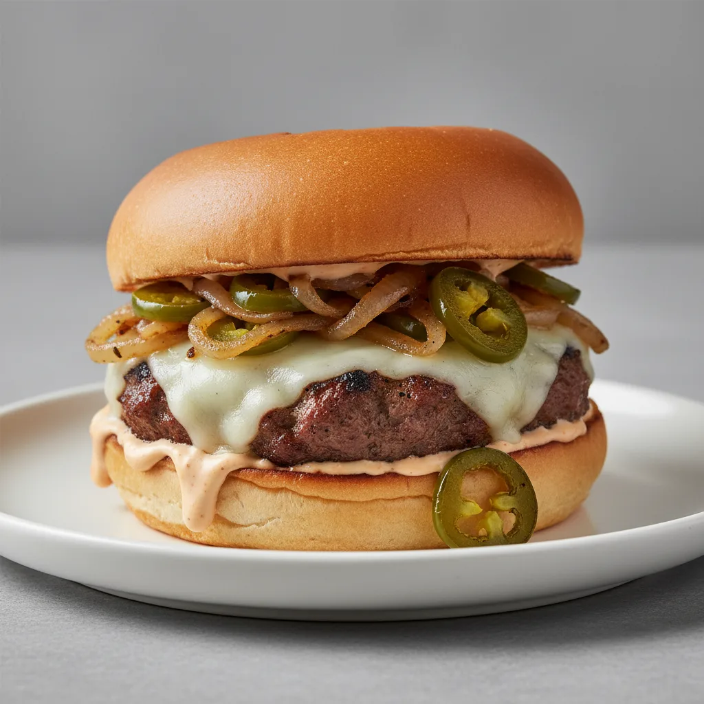 Jalapeno and Onions Burger Jalapeno and Onions Burger