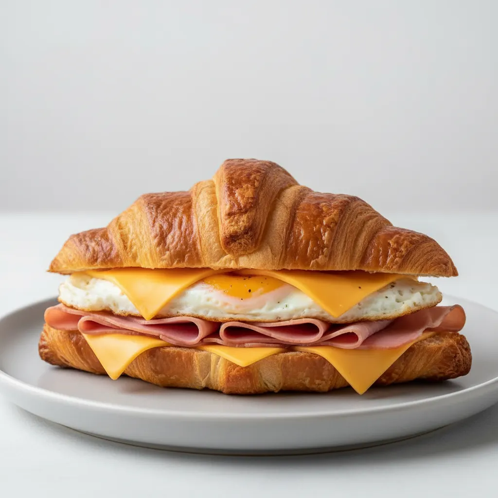 Buttery Croissant Ham, Egg and Cheese Buttery Croissant Ham, Egg and Cheese