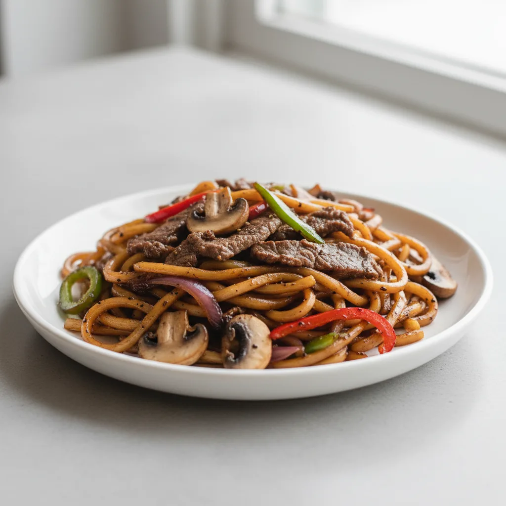 Black Pepper Beef Fried Udon