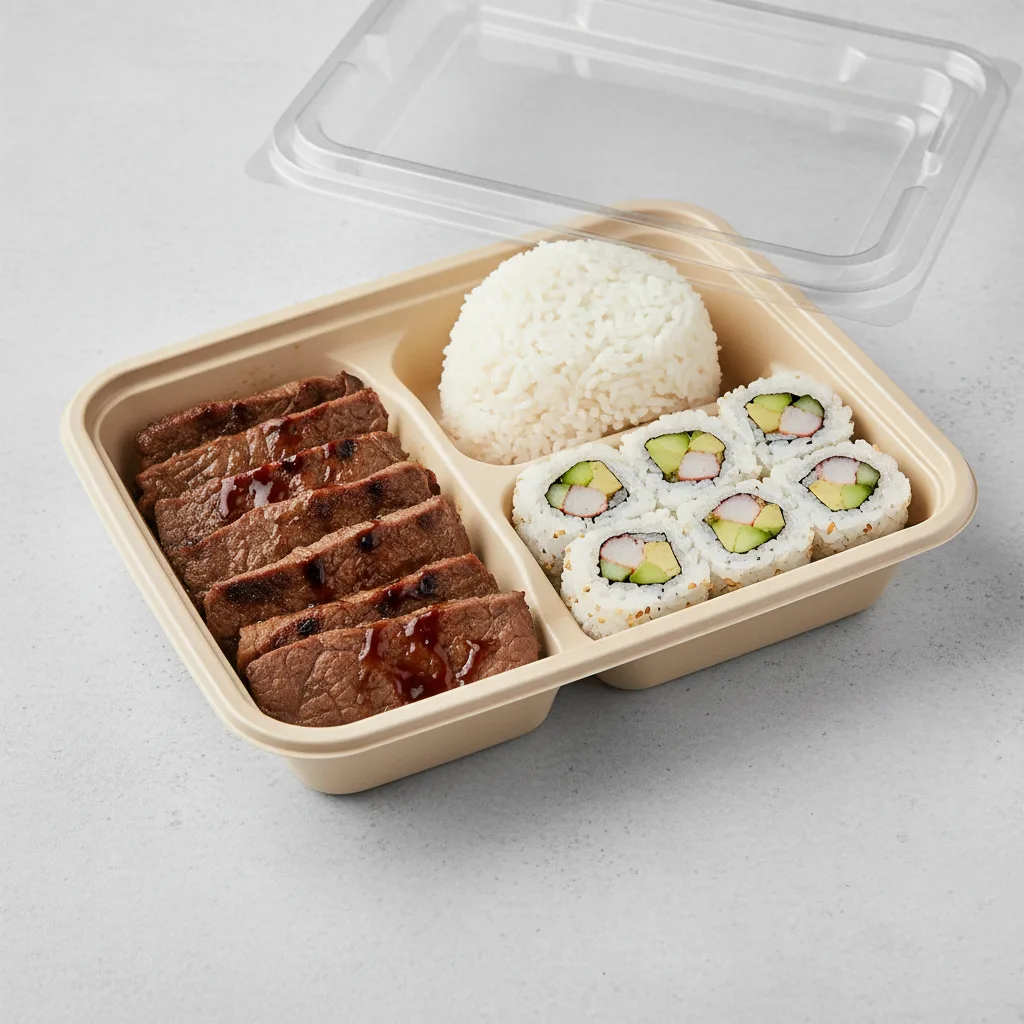 California Roll Beef Teriyaki Bento Dinner