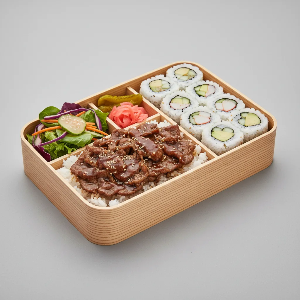 California Roll Beef Teriyaki Bento Lunch