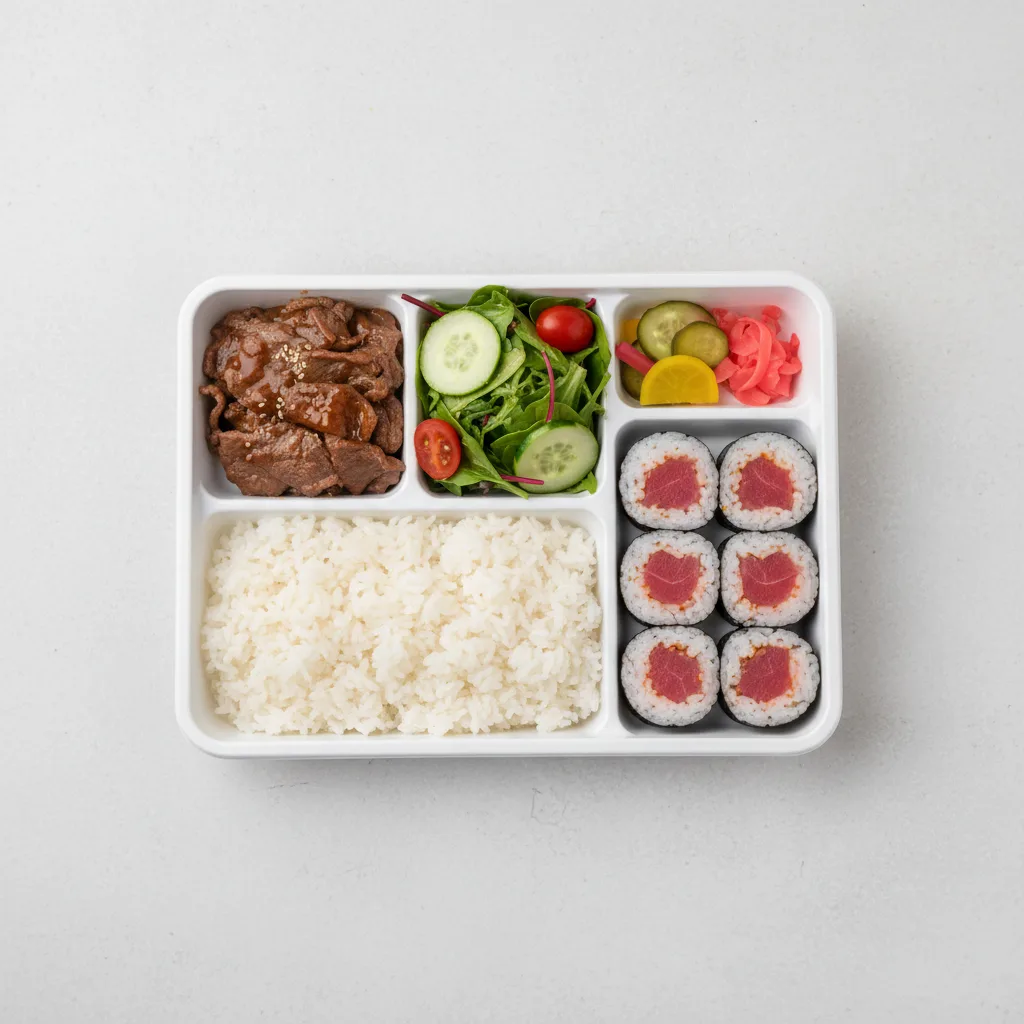 Spicy Tuna Roll Beef Teriyaki Bento Lunch