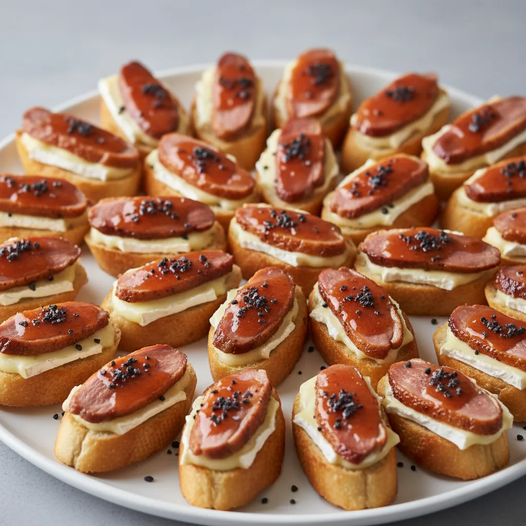 Mandarin Glazed Duck Crostini Platter Mandarin Glazed Duck Crostini Platter