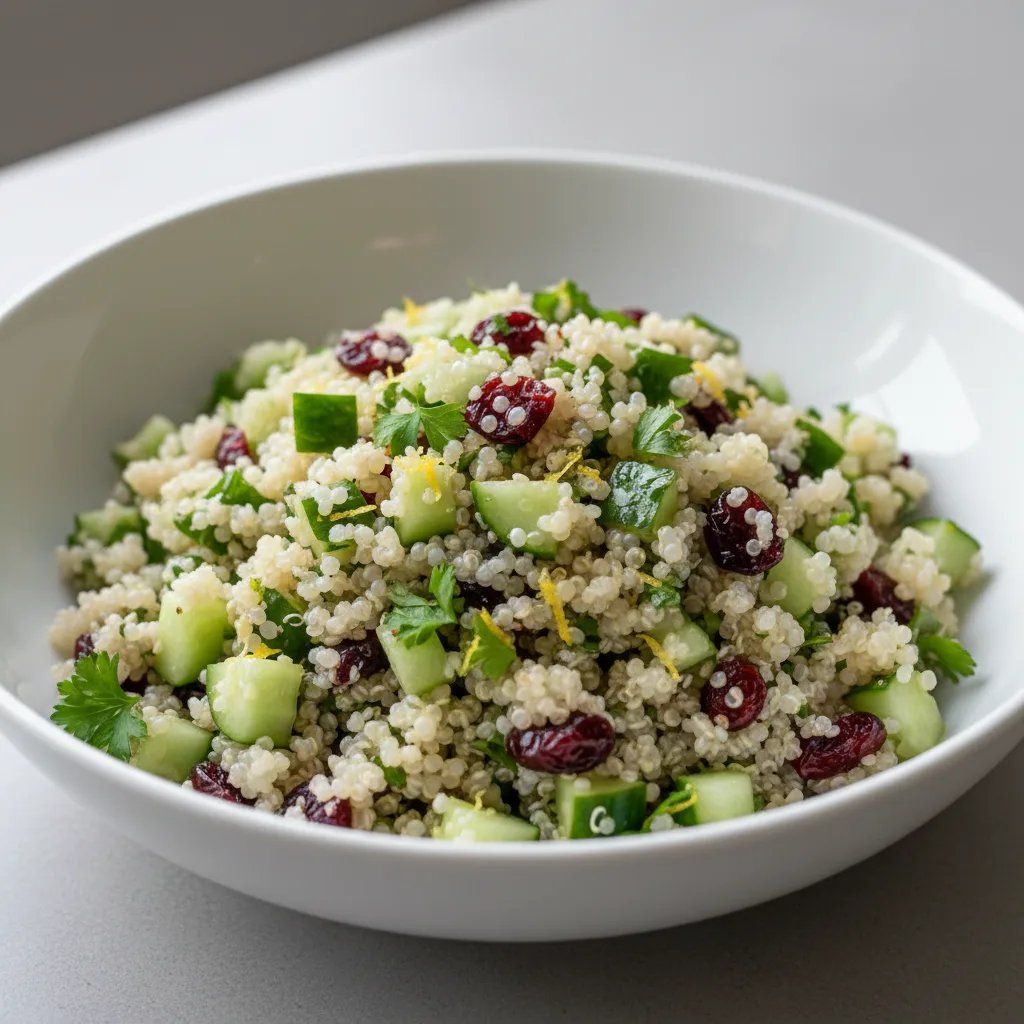 Quinoa with Cucumbers, Parsley, Sun-Dried Cranberries and Lemon Zest Quinoa with Cucumbers, Parsley, Sun-Dried Cranberries and Lemon Zest