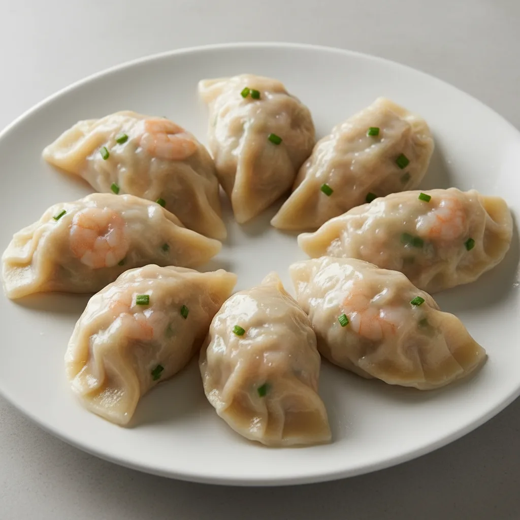 Handmade Shrimp Pork and Chives Dumplings (8 Pieces)