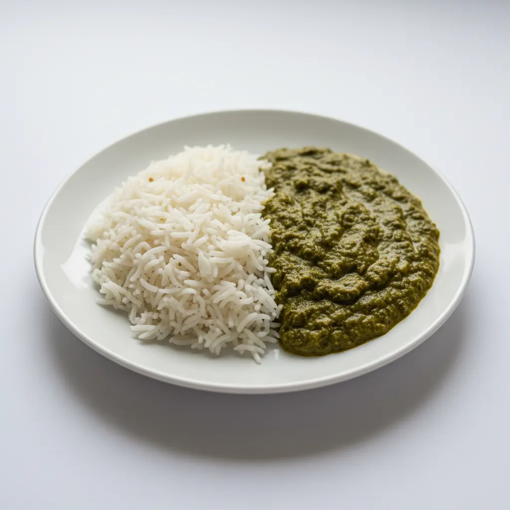 Basmati Rice Plain Saag Curry Basmati Rice Plain Saag Curry