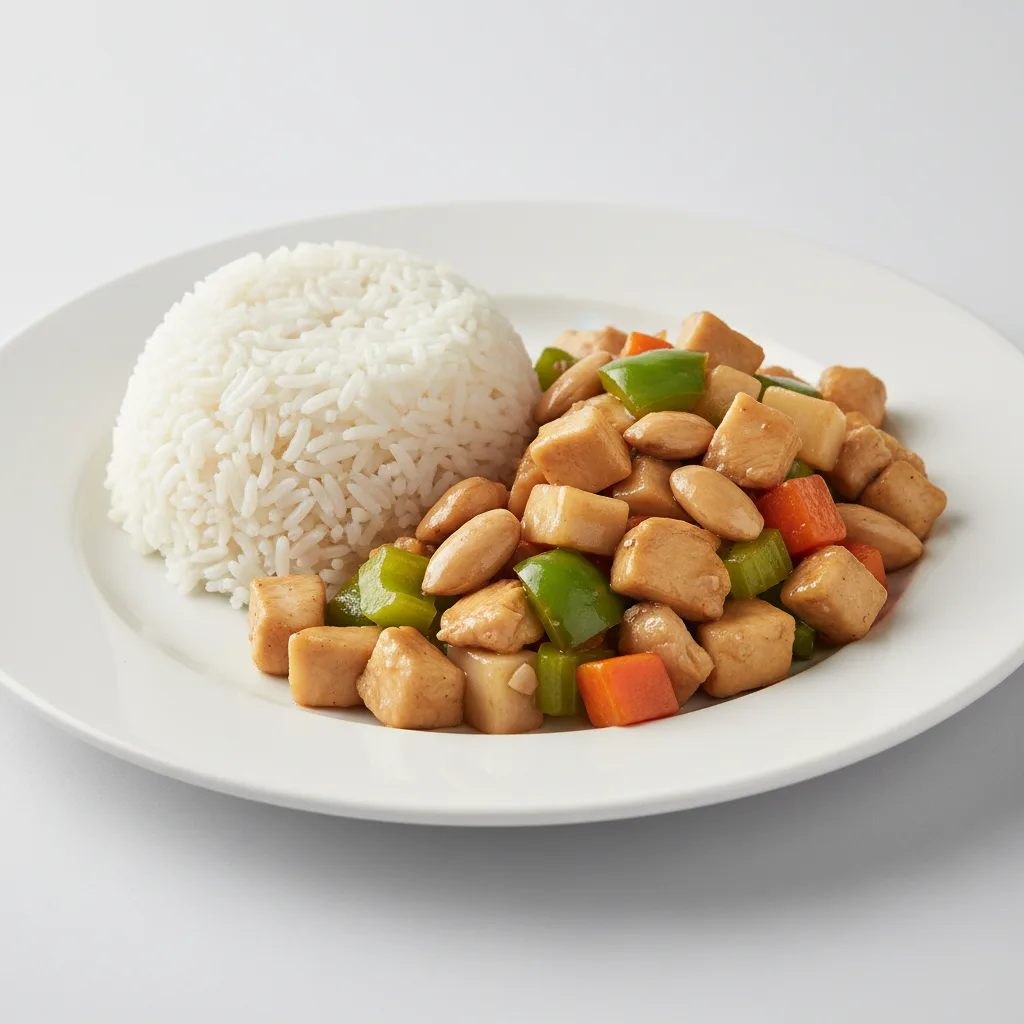 Almond Chicken with Steamed Rice Dinner