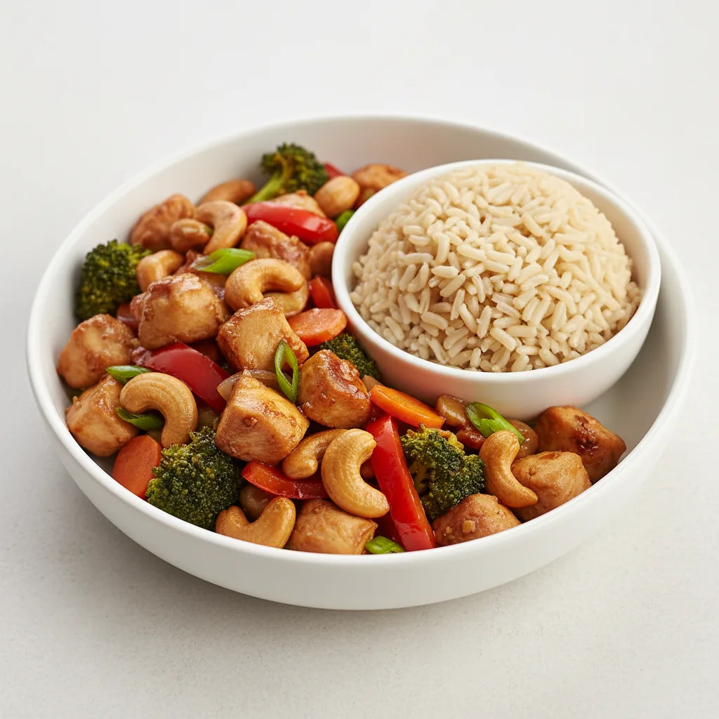 Cashew Chicken with Brown Rice Dinner