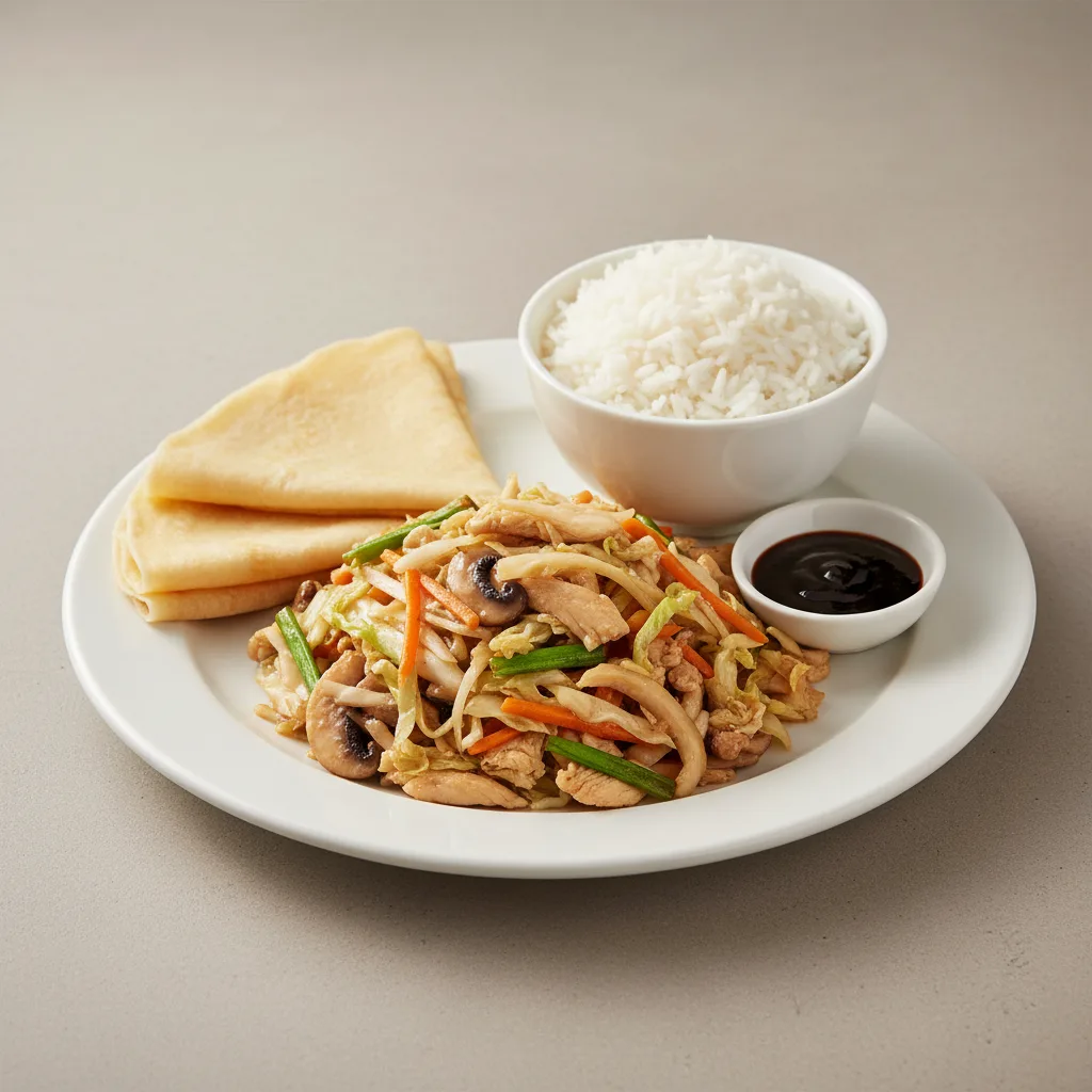 Moo Shu Chicken with Steamed Rice Dinner