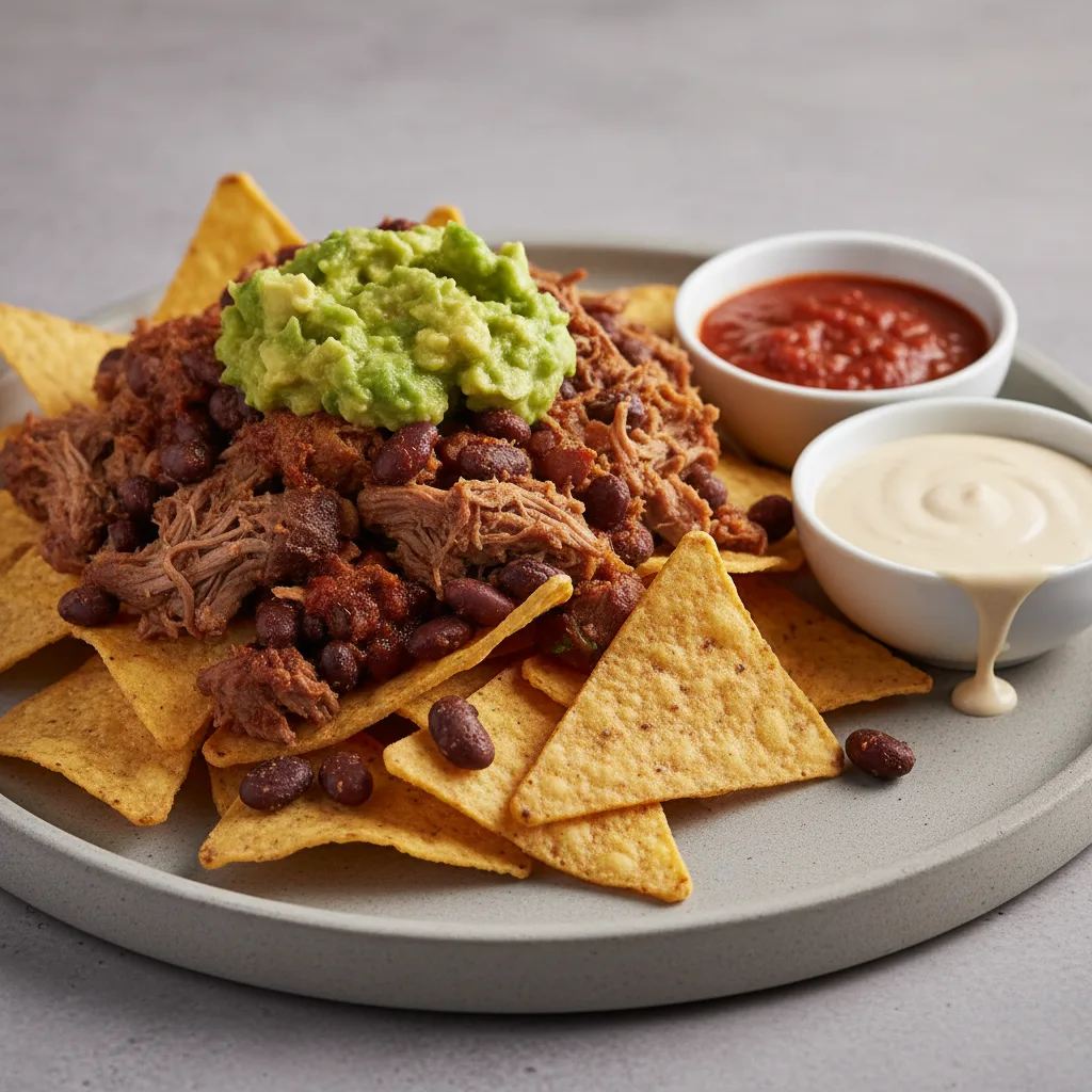 Loaded Shredded Meat Nachos Loaded Shredded Meat Nachos