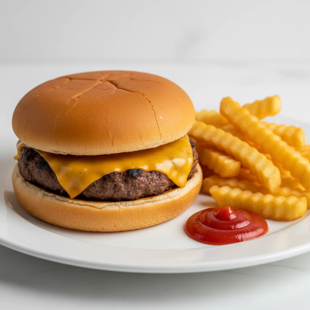 Cheddar Cheeseburger and Fries