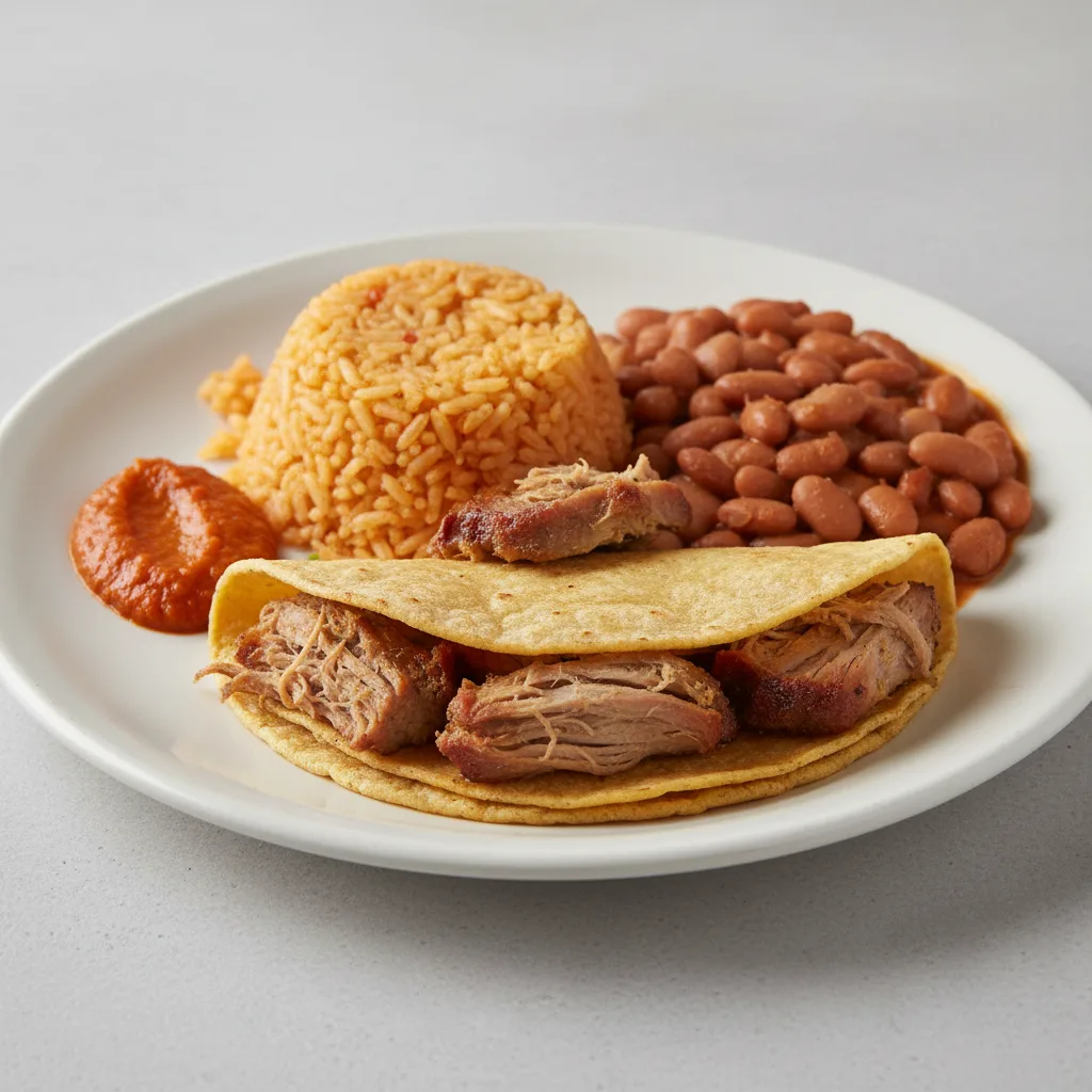 Plate Lunch — Carnitas With House Habanero in Corn Tortilla (gluten Free)