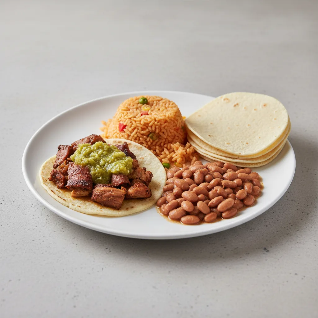 Plate Lunch — Carnitas With Green Salsa in Corn Tortilla (gluten Free)