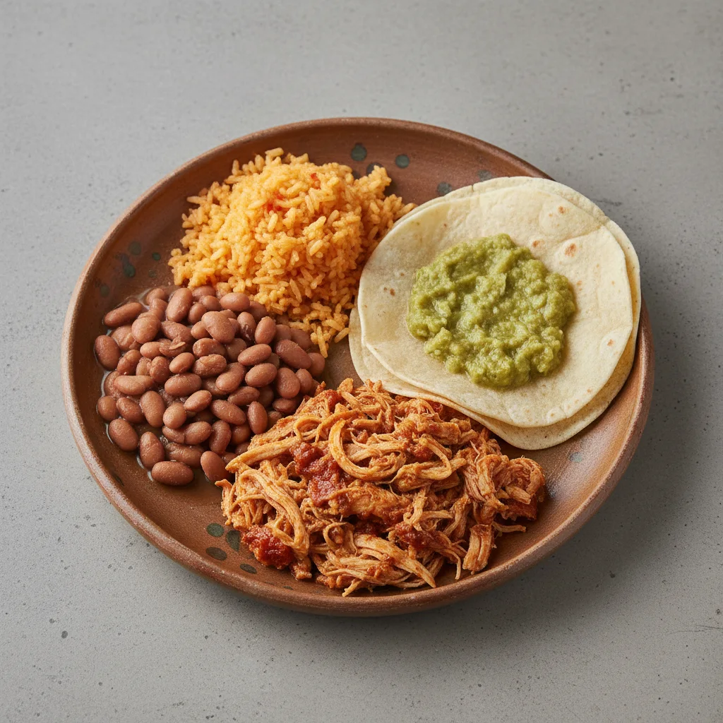 Plate Lunch — Chicken Tinga With Green Salsa in Corn Tortilla (gluten Free)