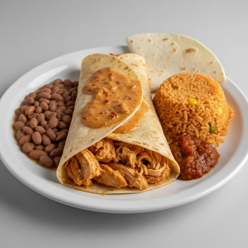 Chicken in Chipotle Cream Salsa With House Habanero in Flour Tortilla