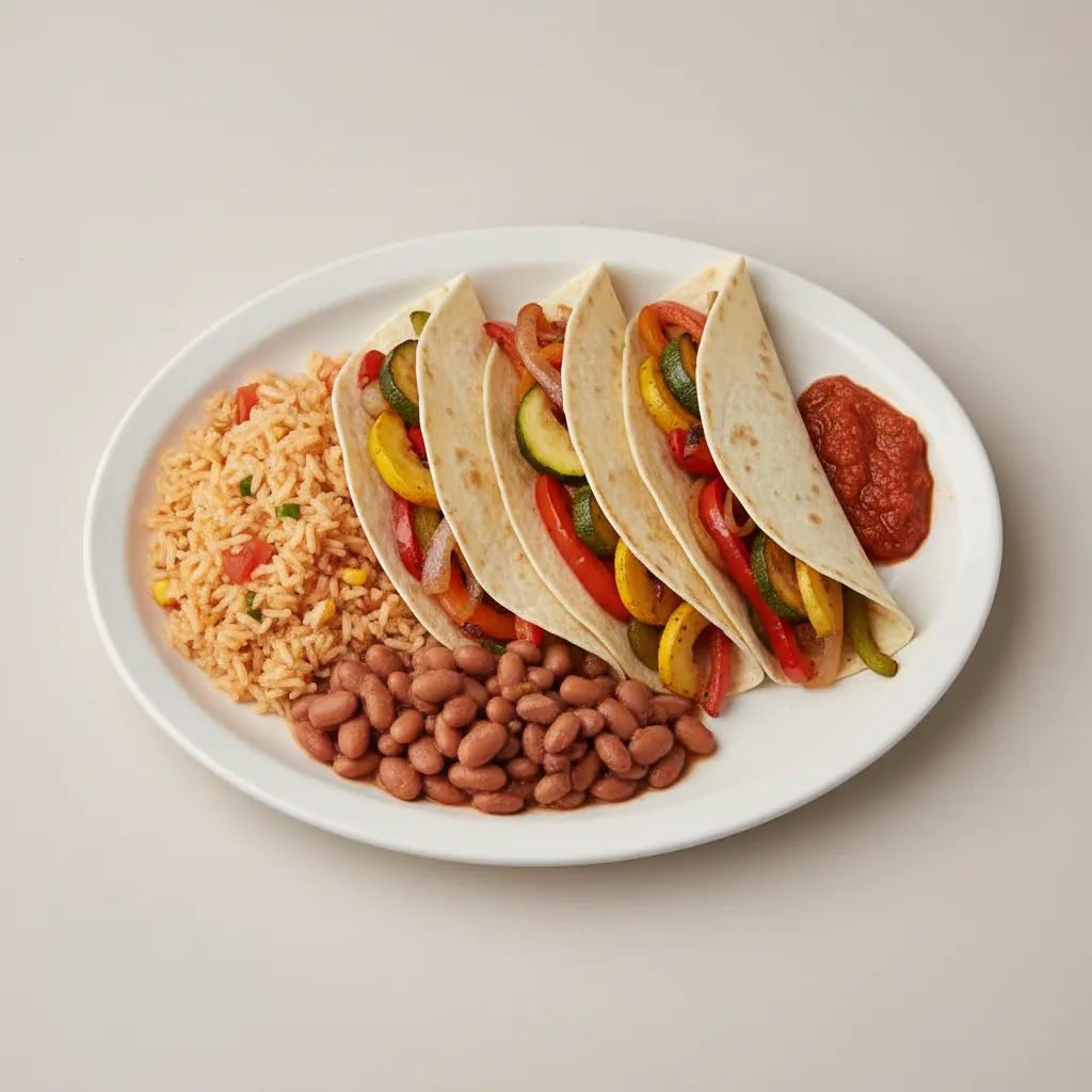Plate Lunch — Fajitas Veggies With House Habanero in Flour Tortilla