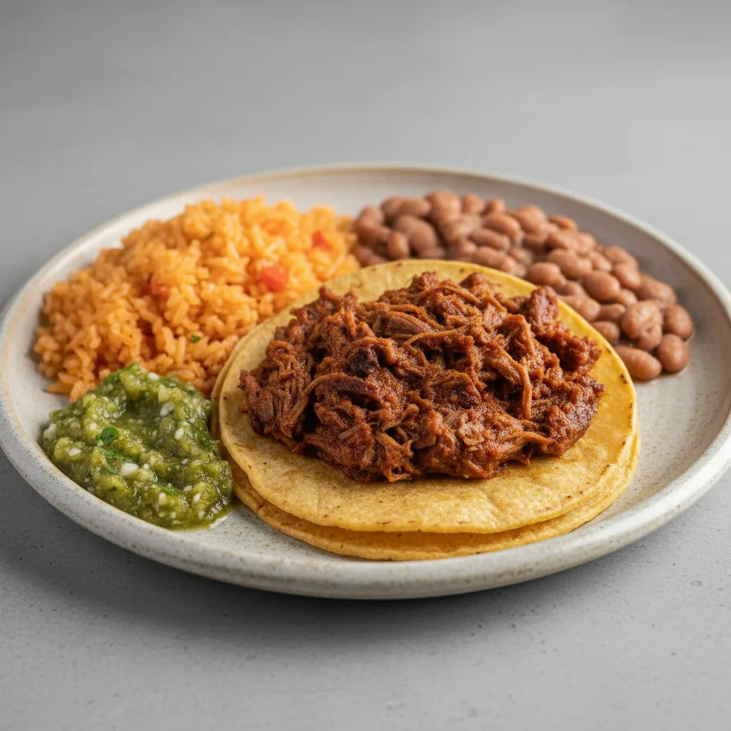 Plate Lunch — Birria With Green Salsa in Corn Tortilla (gluten Free)