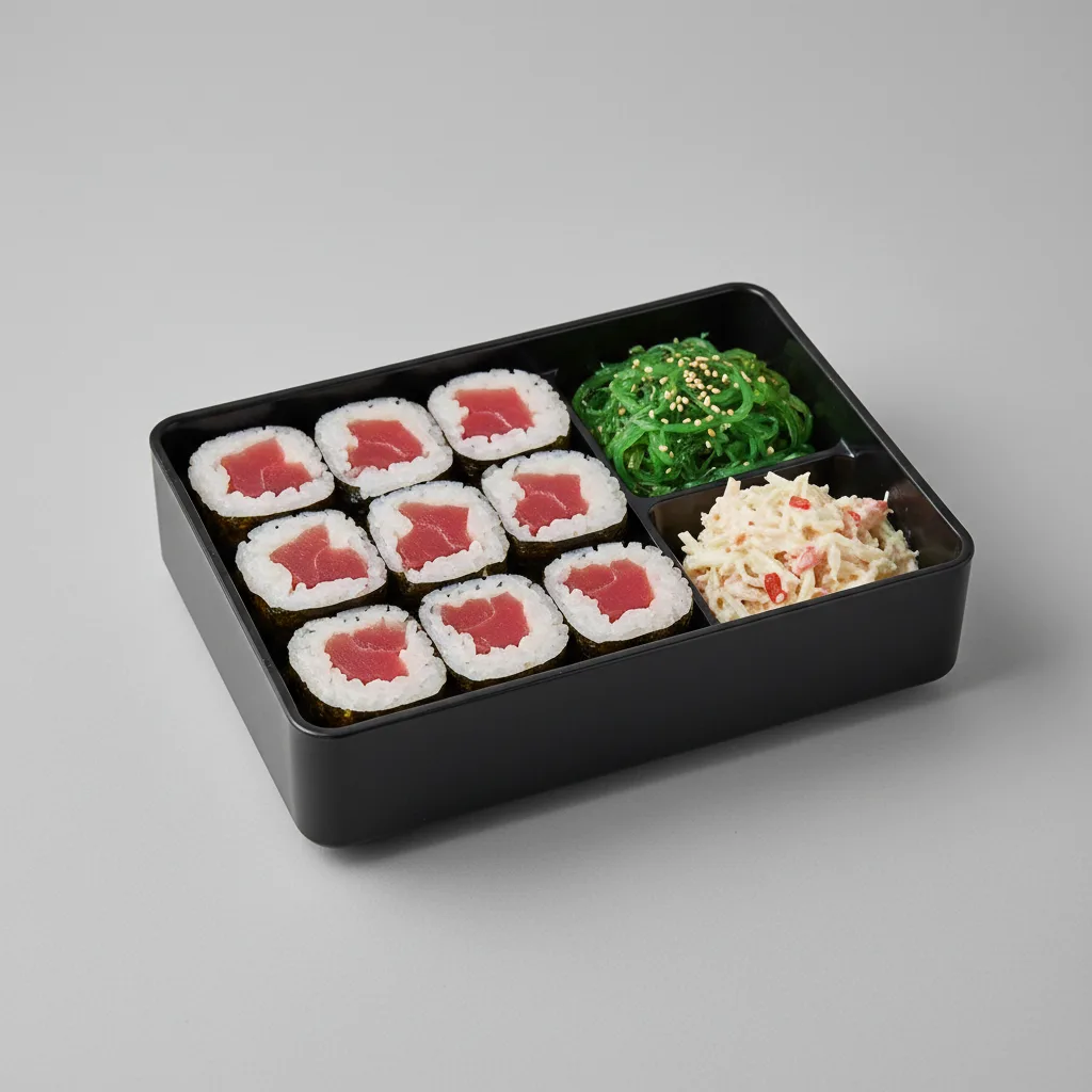 Tuna Roll Bento With Seaweed Salad and Crab Salad Tuna Roll Bento With Seaweed Salad and Crab Salad
