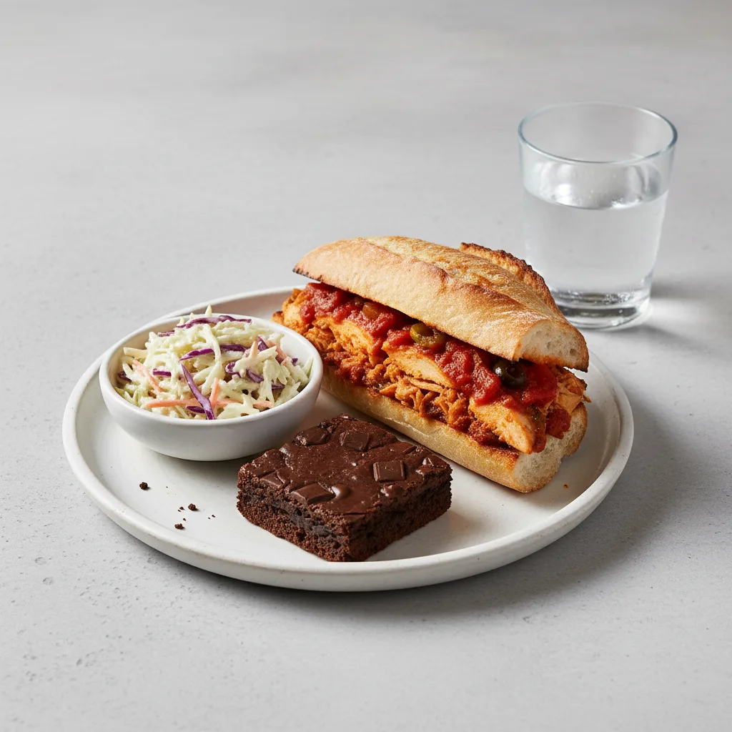 Chicken Provencal Sandwich, Coleslaw, Brownie, Water Chicken Provencal Sandwich, Coleslaw, Brownie, Water