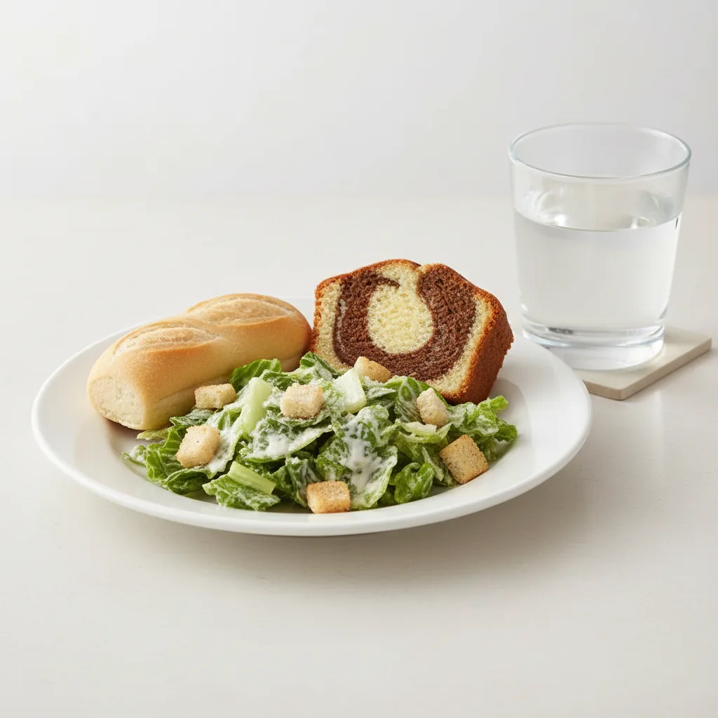 Caesar House Salad, Poundcake, Water Caesar House Salad, Poundcake, Water