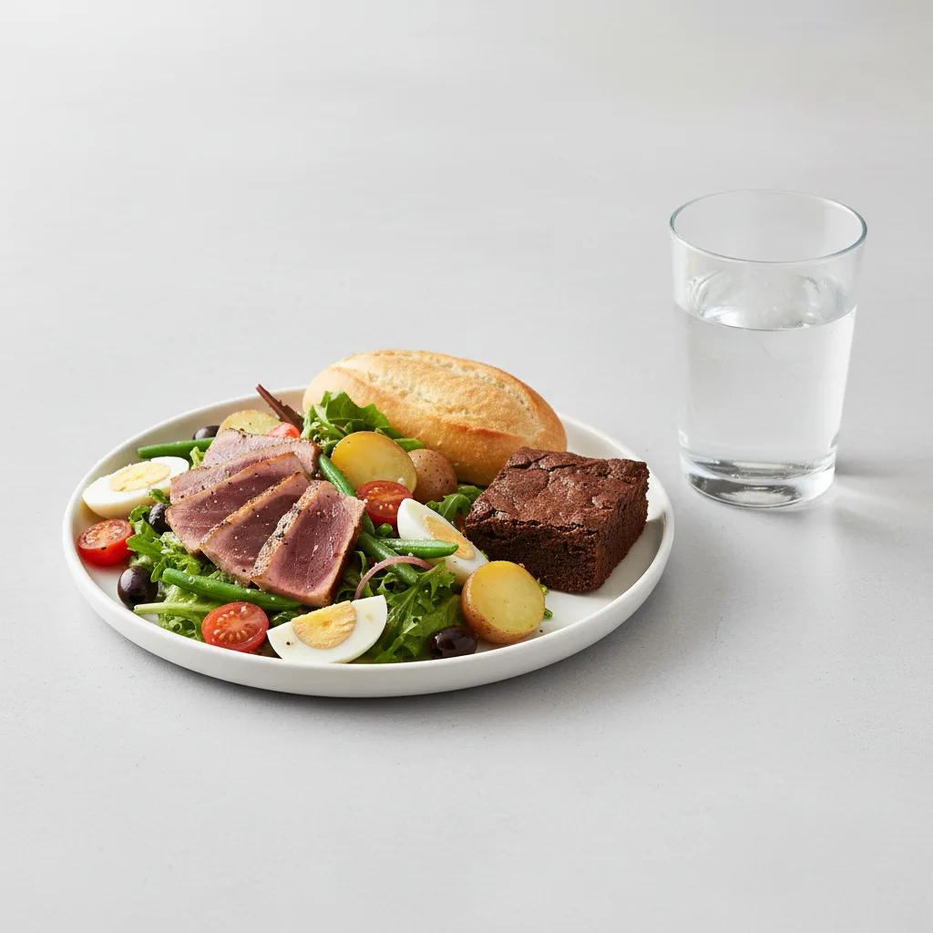 Tuna Nicoise House Salad, Brownie, Water Tuna Nicoise House Salad, Brownie, Water