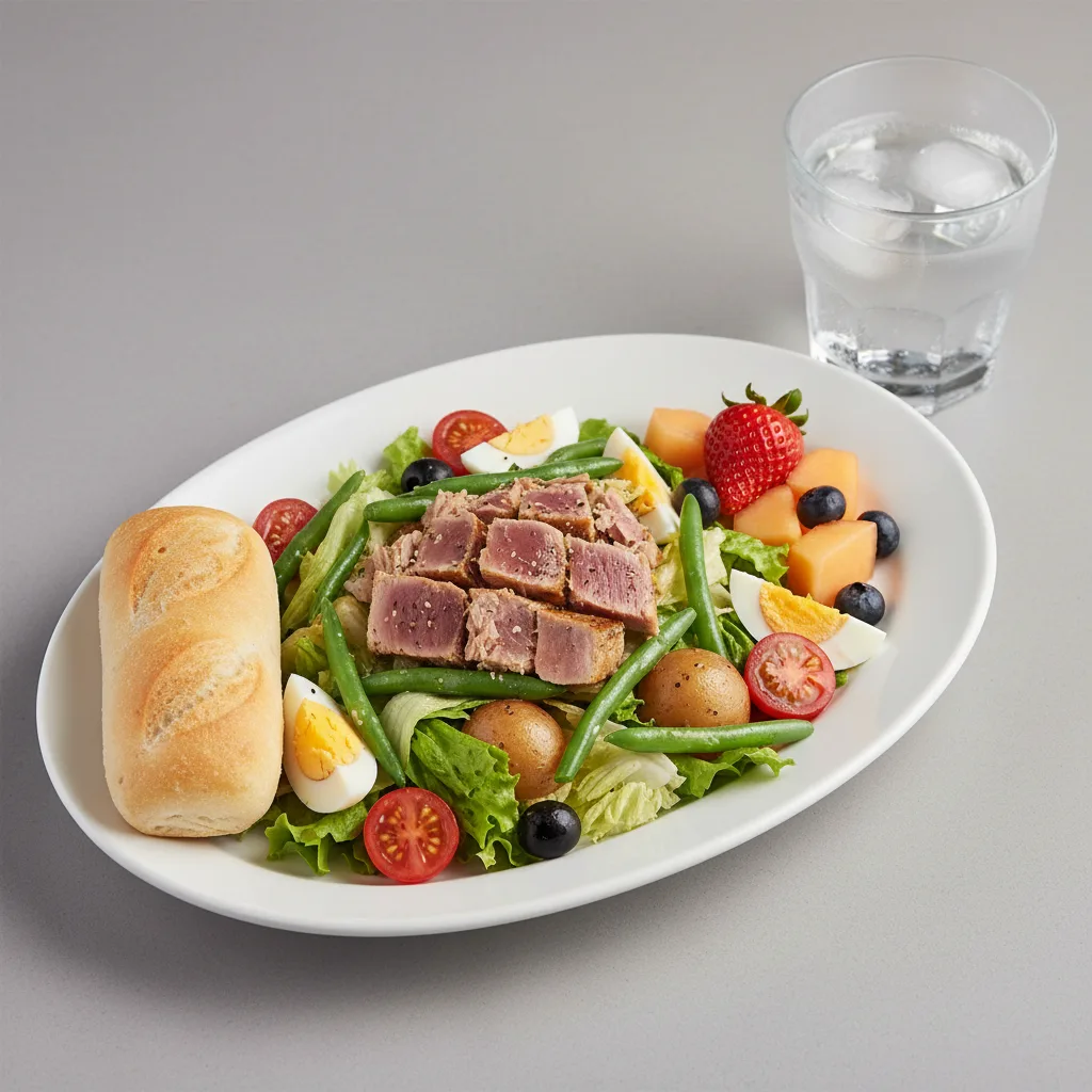 Tuna Nicoise House Salad, Fruit, Water Tuna Nicoise House Salad, Fruit, Water