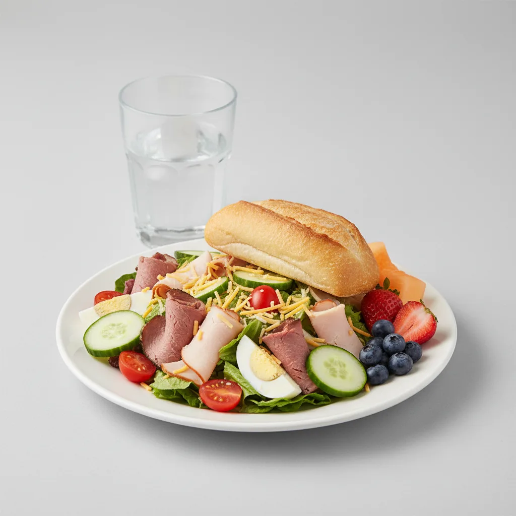 Chef House Salad, Fruit, Water Chef House Salad, Fruit, Water
