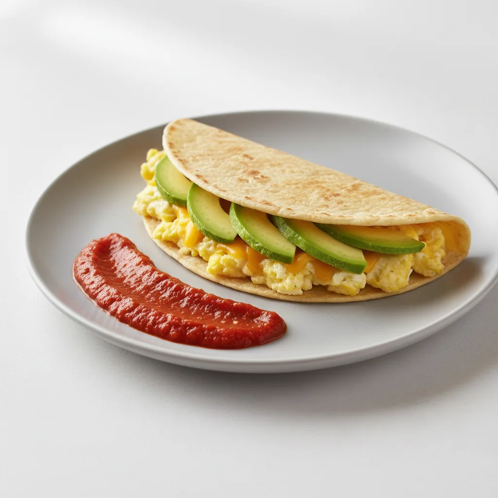 Avocado, Egg, and Cheese with Spicy Red Salsa