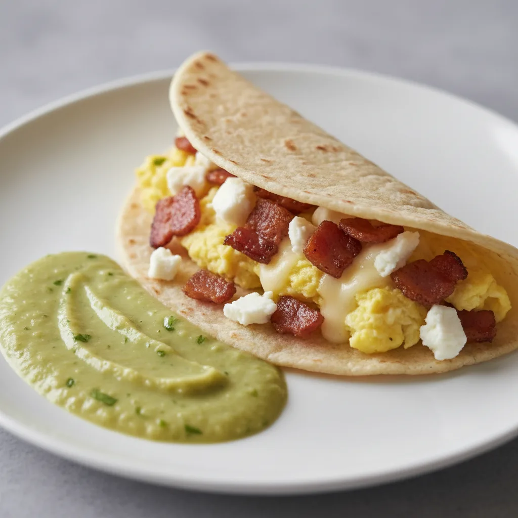 Bacon, Egg, and Cheese with Green Salsa