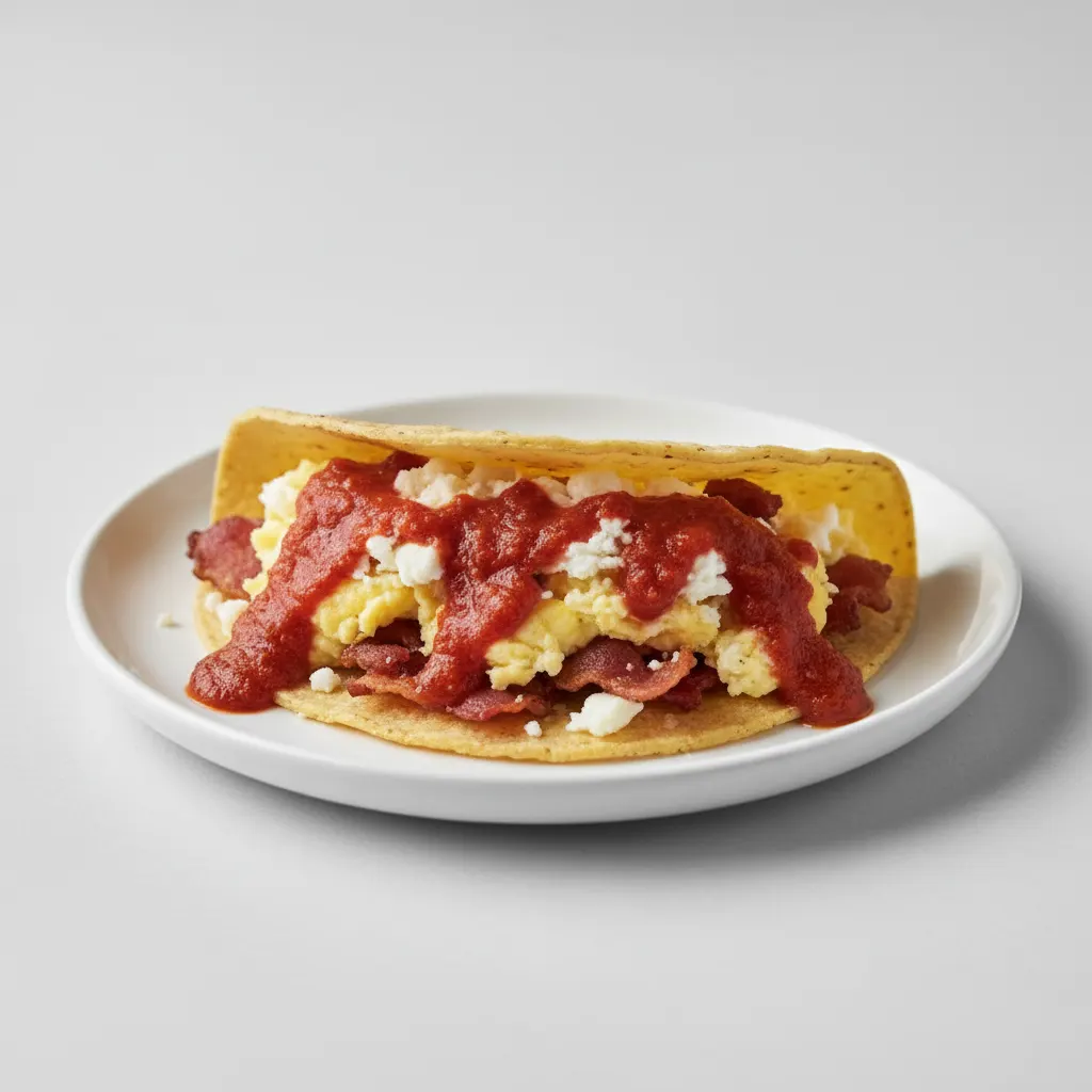 Bacon, Egg, and Cheese with Red Spicy Salsa