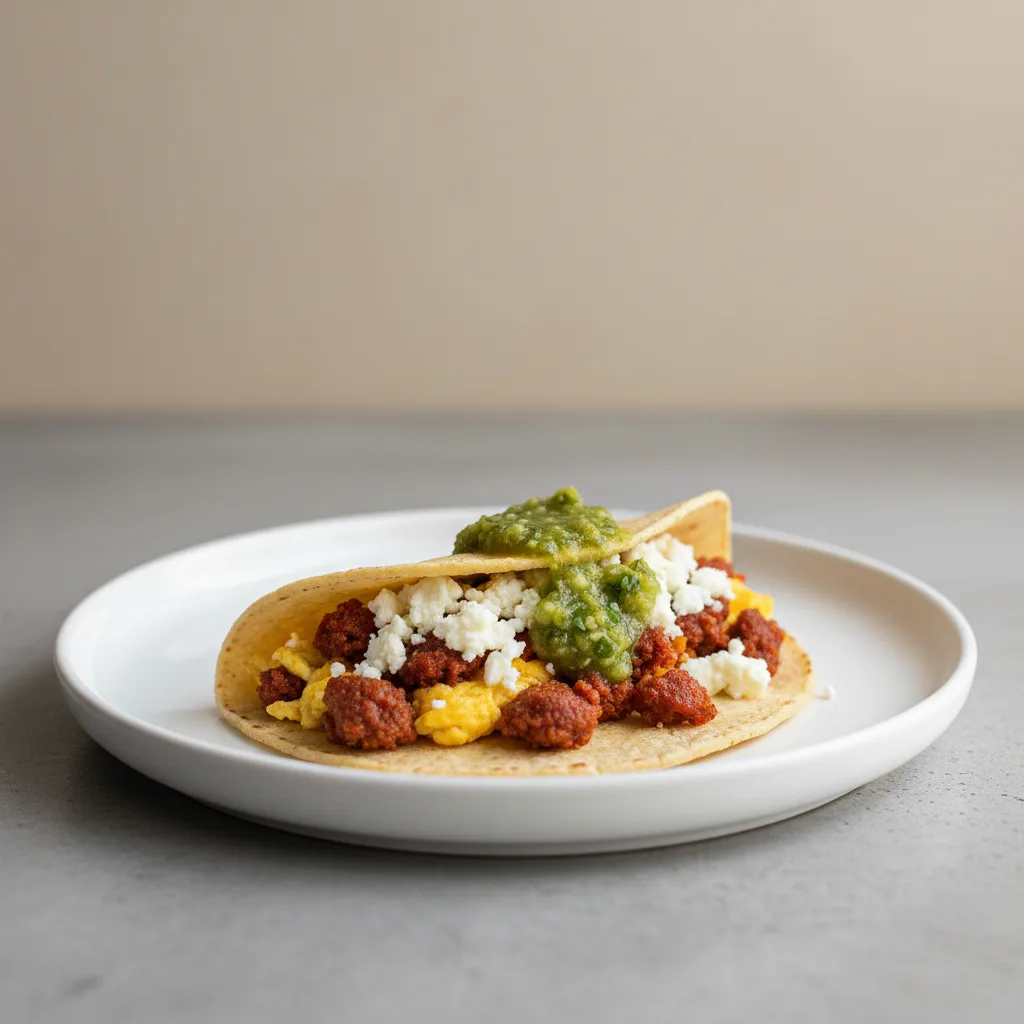 Chorizo, Egg, and Cheese with Green Salsa
