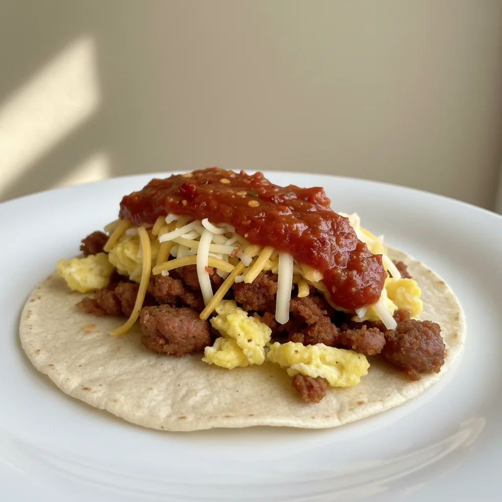 Chorizo, Egg, and Cheese with Red Spicy Salsa