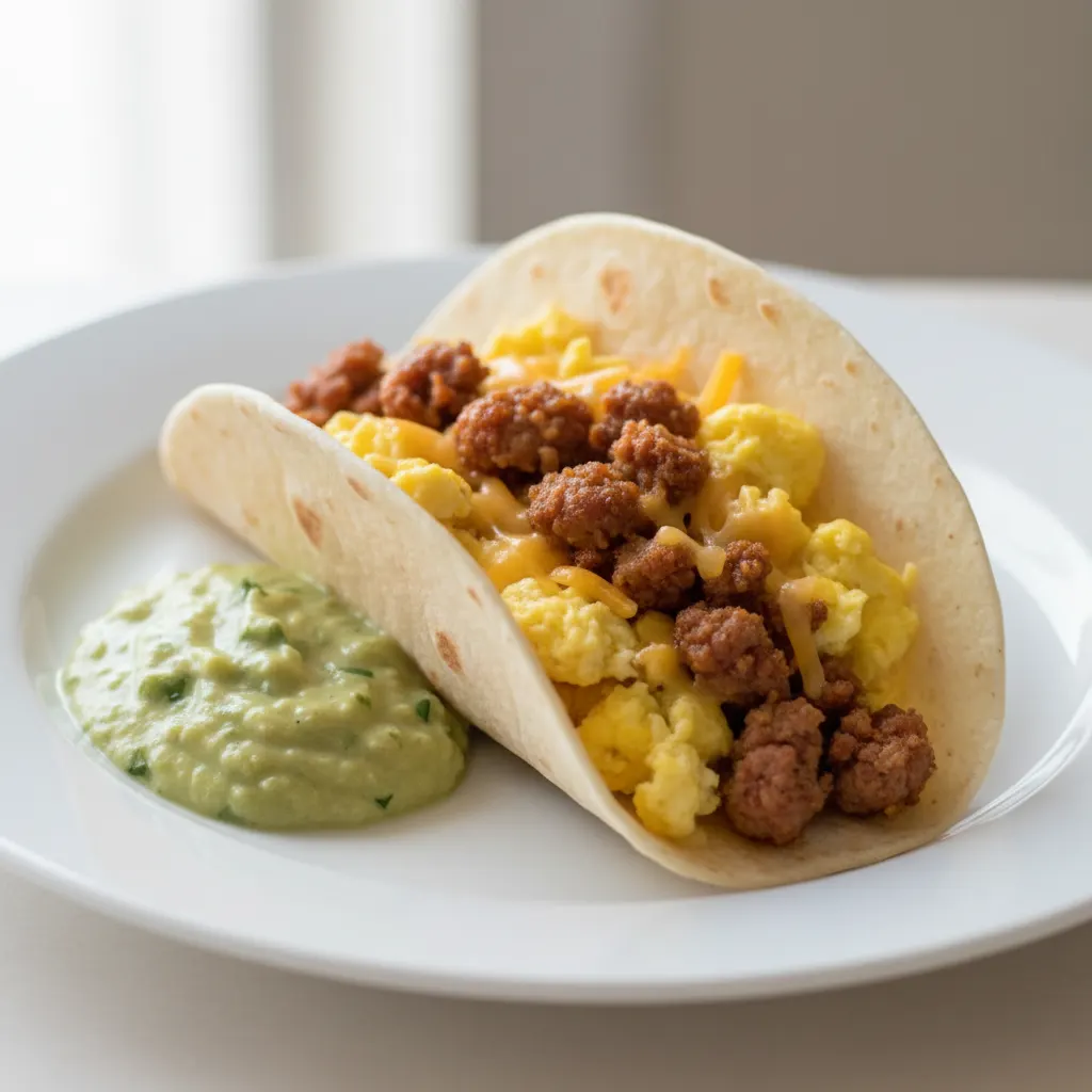 Sausage, Egg, and Cheese with Green Salsa