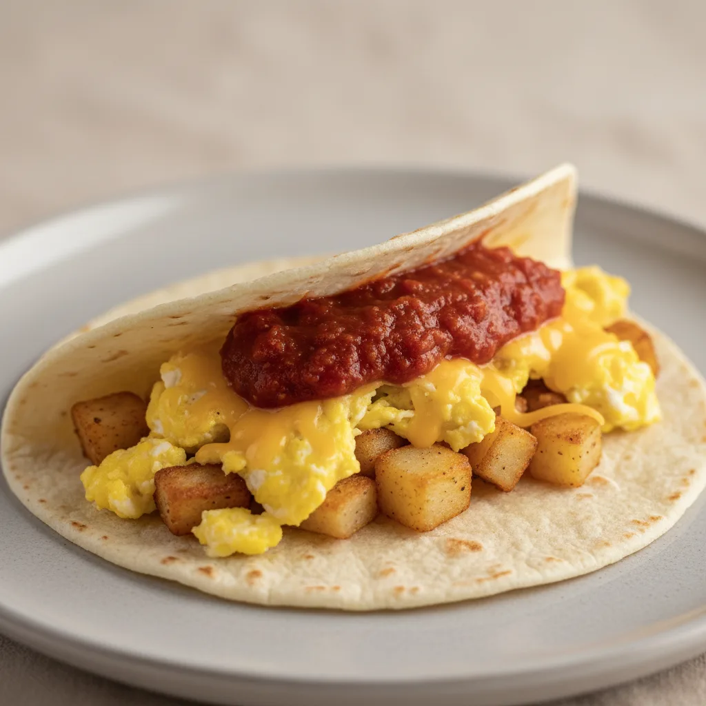 Potato, Egg, and Cheese with Red Salsa
