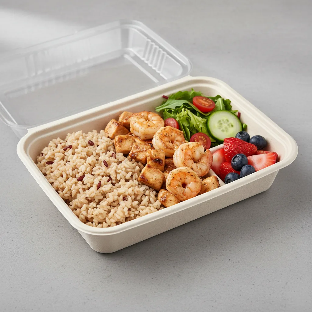 Brown Rice Chicken and Shrimp Bento Box Brown Rice Chicken and Shrimp Bento Box
