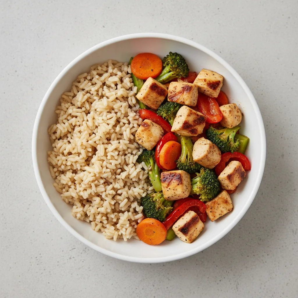 Brown Rice Chicken Bowl with Veggies Brown Rice Chicken Bowl with Veggies