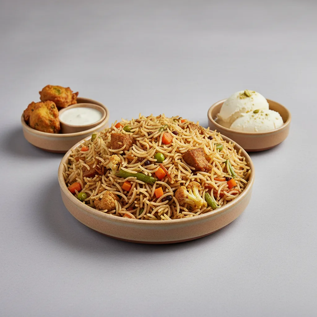 Veg Family Pack Biryani (with Appetizer and Dessert) Veg Family Pack Biryani (with Appetizer and Dessert)