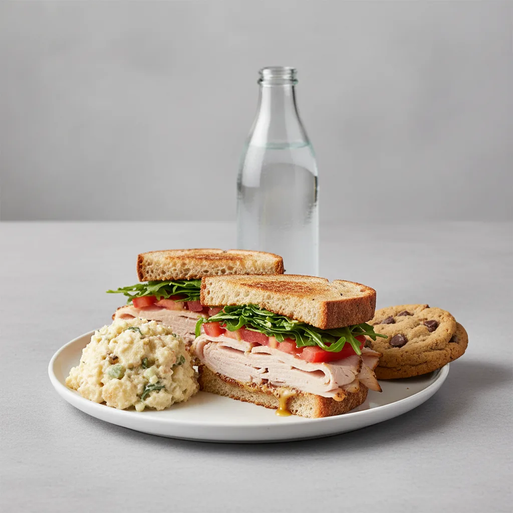 Turkey Sandwich with Potato Salad, Cookie, Water Turkey Sandwich with Potato Salad, Cookie, Water