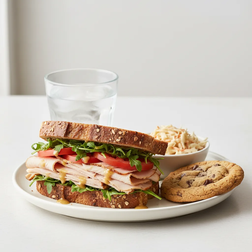 Turkey Sandwich with Coleslaw, Cookie, Water Turkey Sandwich with Coleslaw, Cookie, Water
