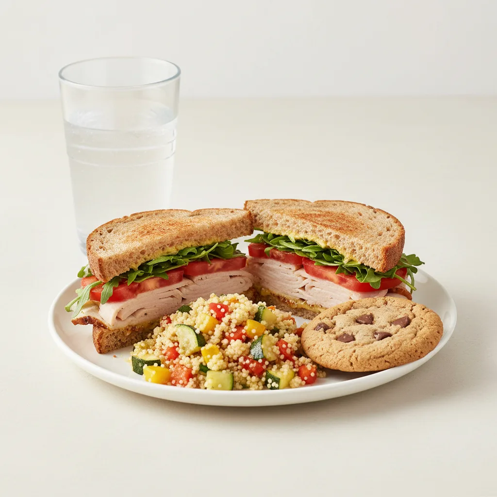 Turkey Sandwich with Couscous, Cookie, Water Turkey Sandwich with Couscous, Cookie, Water