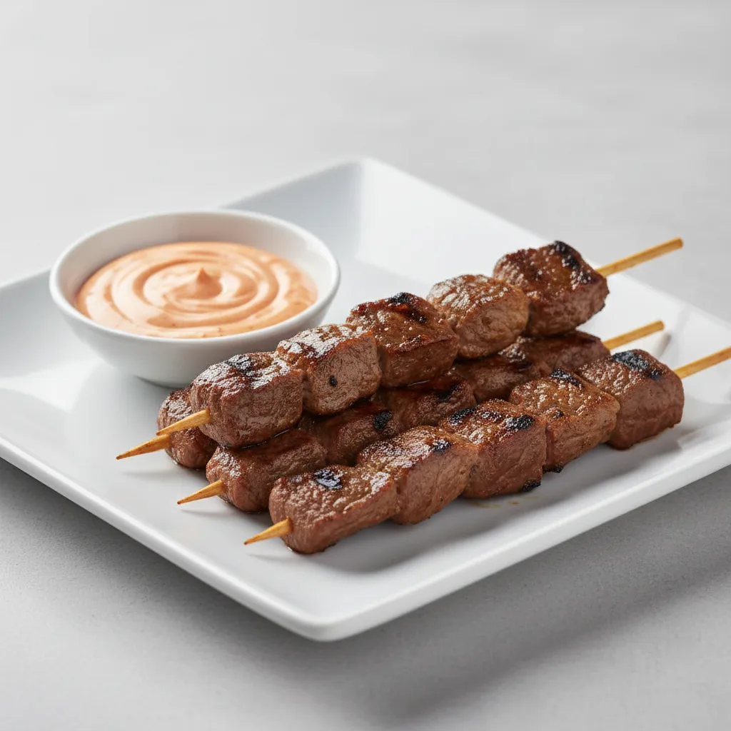 Beef Satay with Mayo Sriracha Beef Satay with Mayo Sriracha