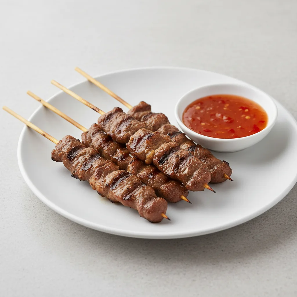 Beef Satay with Sweet Chili Dipping Sauce Beef Satay with Sweet Chili Dipping Sauce