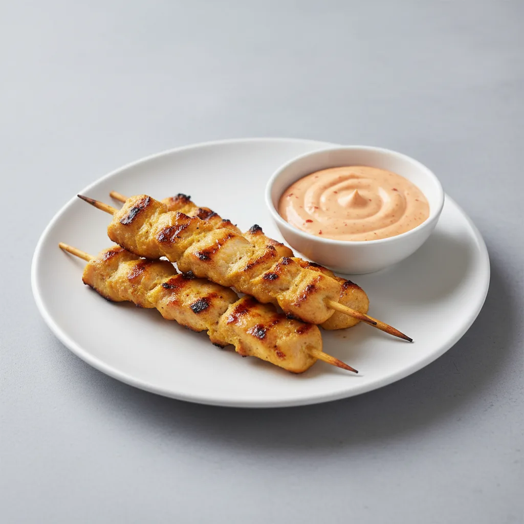Chicken Satay with Mayo Sriracha Chicken Satay with Mayo Sriracha