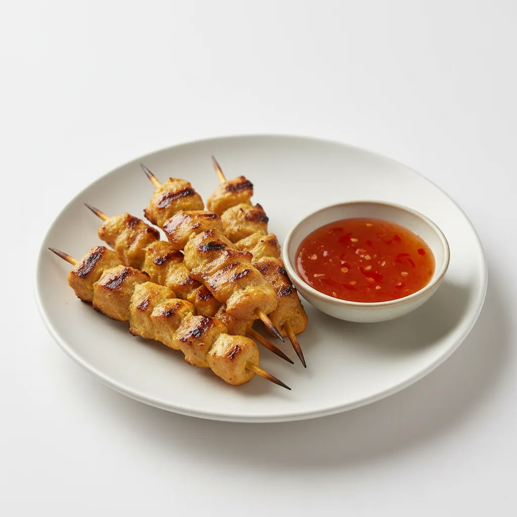 Chicken Satay with Sweet Chili Dipping Sauce Chicken Satay with Sweet Chili Dipping Sauce