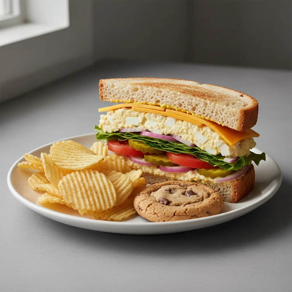 Egg Salad Sandwich with Chips and a Cookie Egg Salad Sandwich with Chips and a Cookie