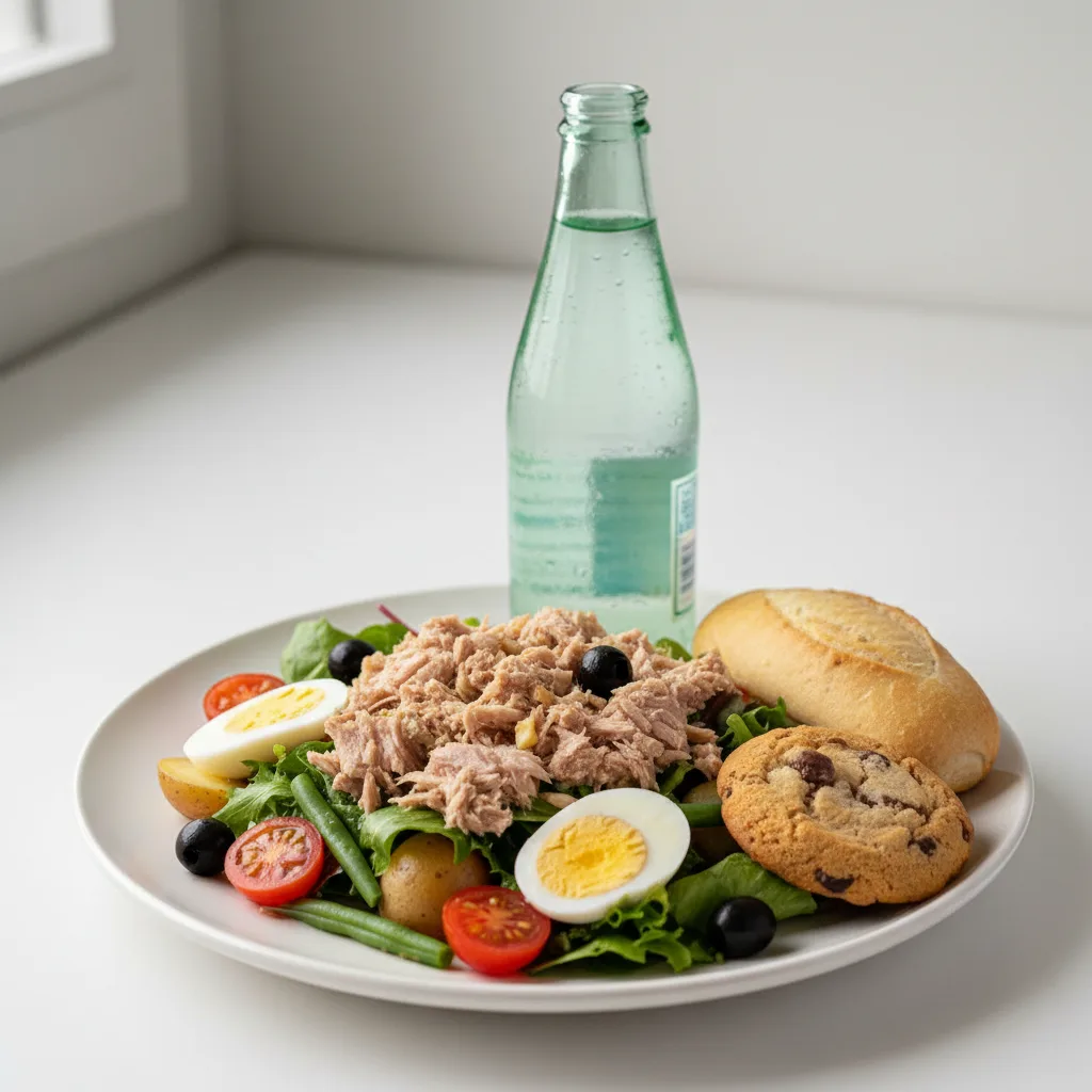 Tuna Nicoise House Salad, Cookie, Sparkling Water Tuna Nicoise House Salad, Cookie, Sparkling Water