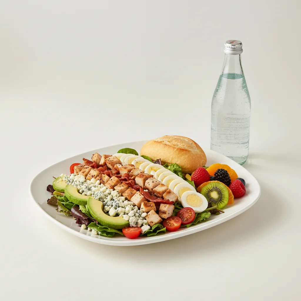 Cobb House Salad, Fruit, Sparkling Water Cobb House Salad, Fruit, Sparkling Water