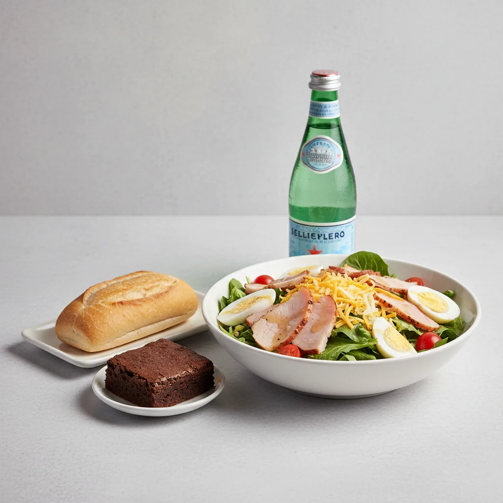 Chef House Salad, Brownie, Sparkling Water Chef House Salad, Brownie, Sparkling Water