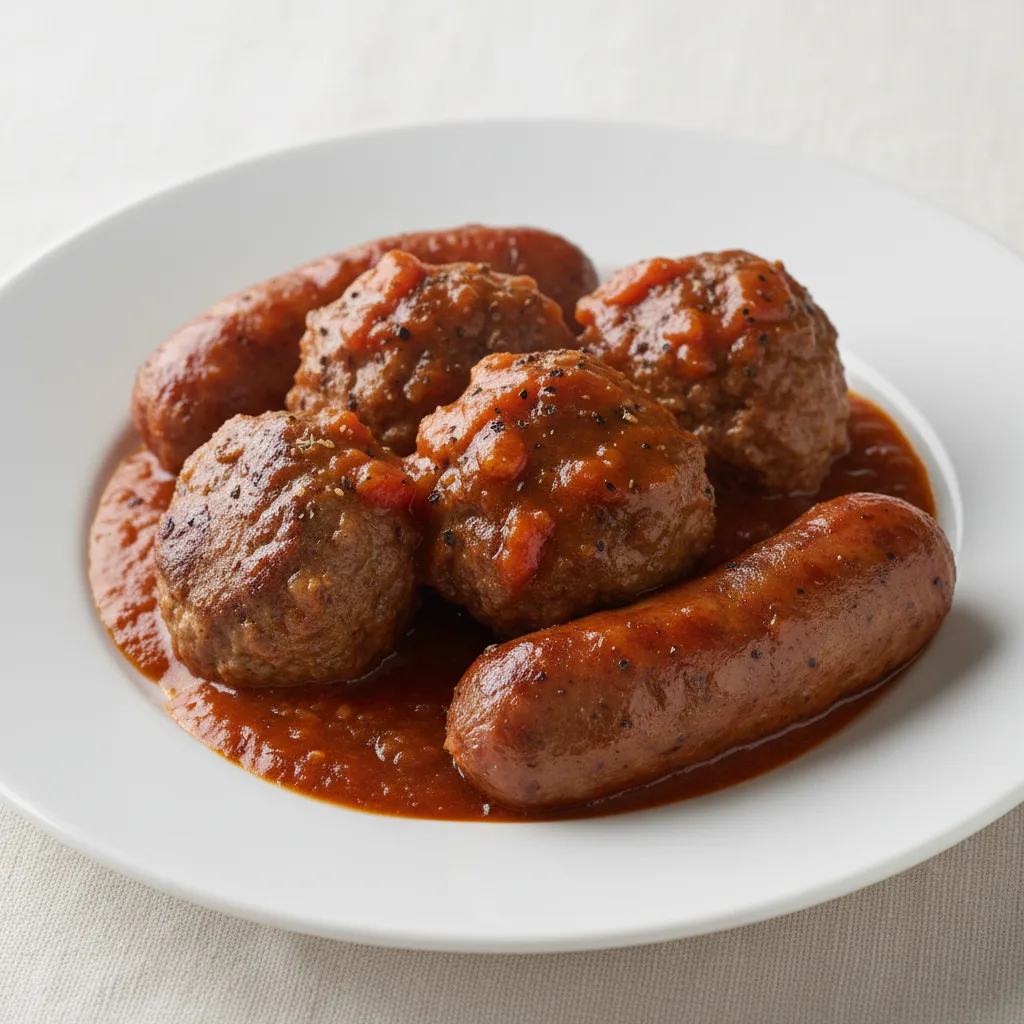 Meatballs and Sausage with Gravy